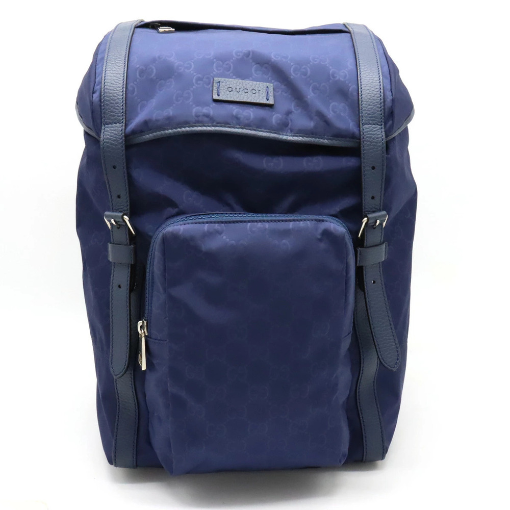 Gucci GG Backpack Rucksack Daypack Leather Navy Blue